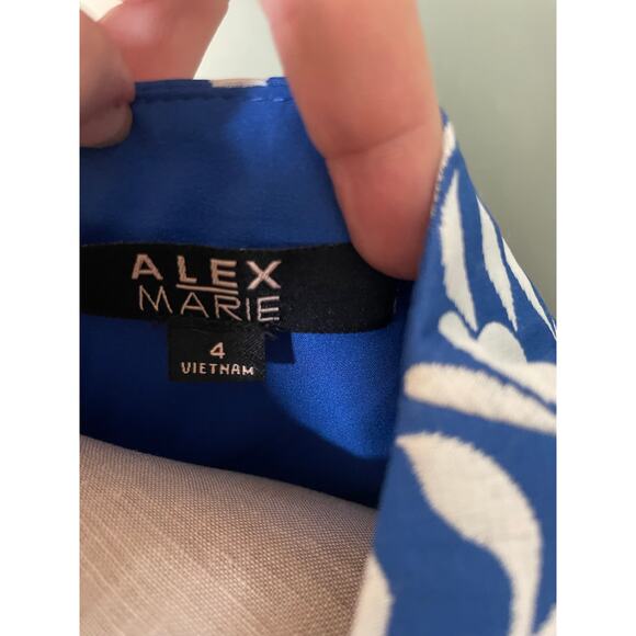 Alex Marie Marian Lillian Blue & White Floral Cap Sleeve Dress. Sz 4. EUC. - Picture 6 of 6